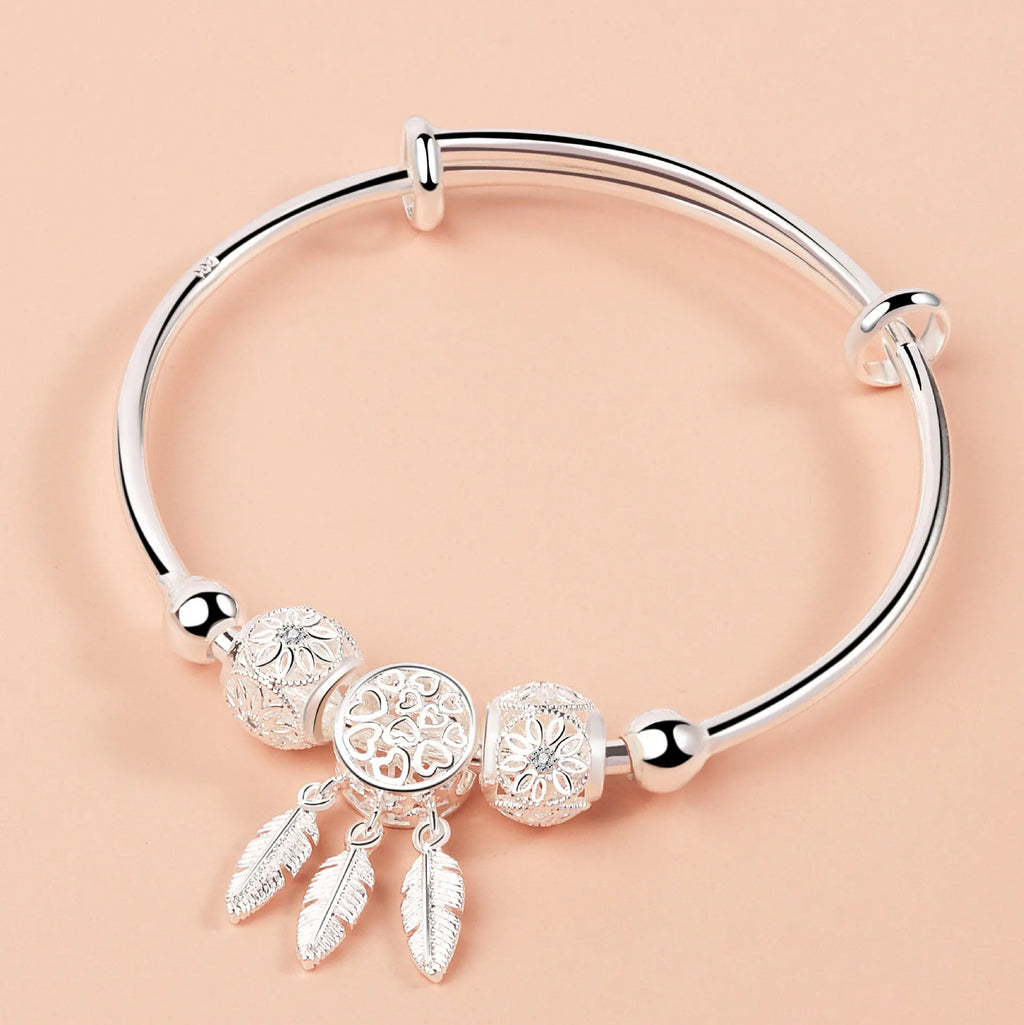 Luxury 925 Sterling Silver Bracelets - Vintage Original Starry Sky Carving Adjustable Bangles Party Wedding Fine Jewelry